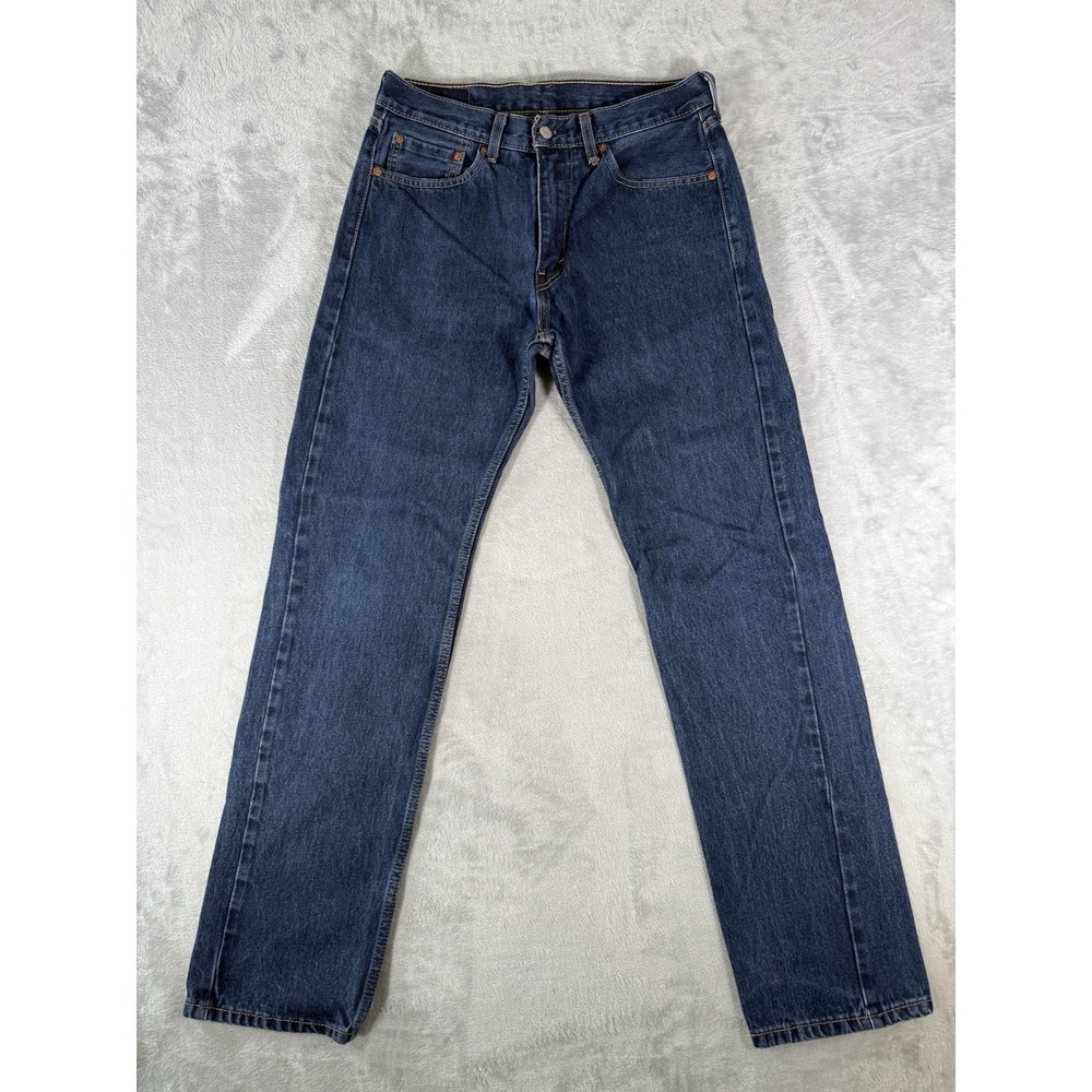 Levi's 505 Men's 32x34 Blue Denim Regular Fit Dark Wash Casual